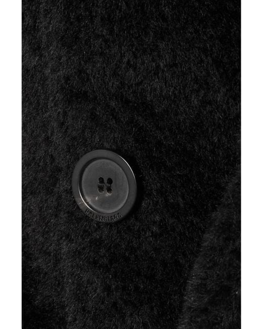 Balenciaga Black Hourglass Double-Breasted Wool-Blend Twill Coat
