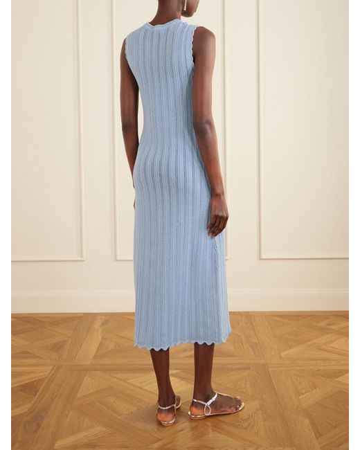 Altuzarra Blue Sissi Scalloped Open-Knit Organic Cotton Dress