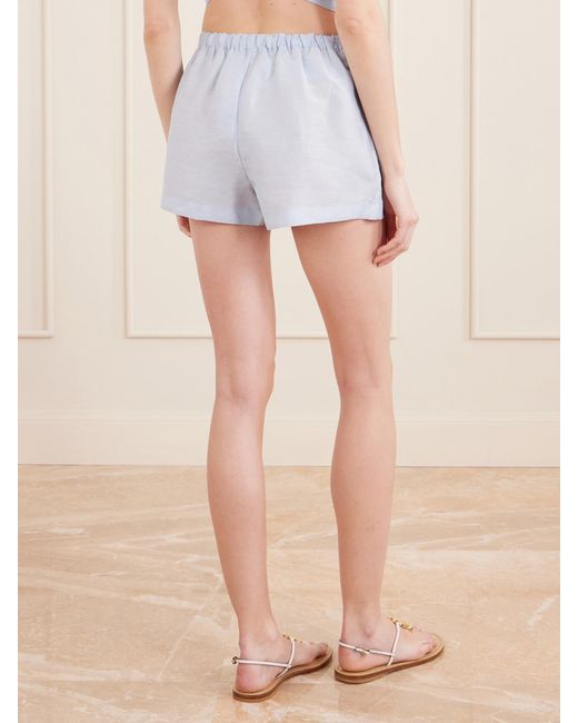 Cult Gaia Blue Mori Linen And Silk-Blend Satin Shorts