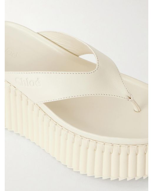 Chloé Natural Nama Leather Platform Flip Flops