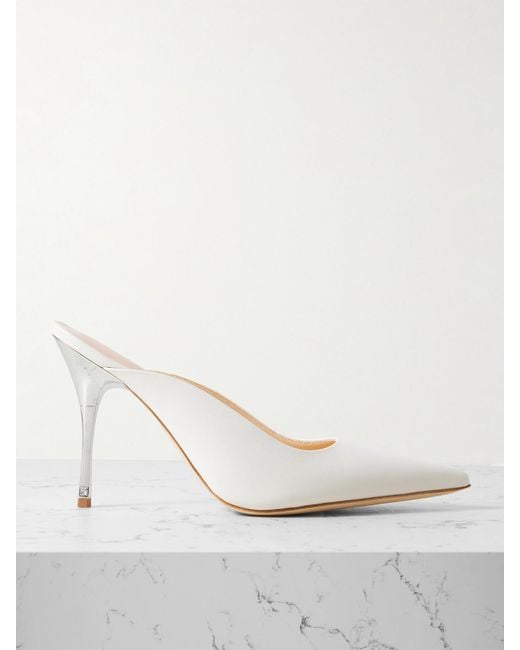 Magda Butrym White Mules Aus Leder