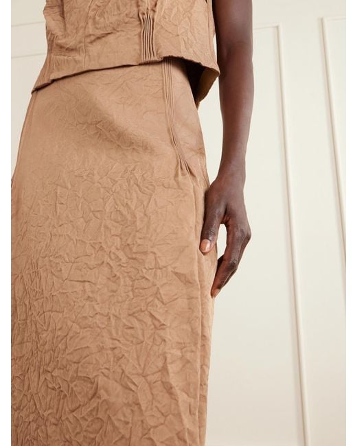 Tory Burch Natural Crinkled-Satin Skirt