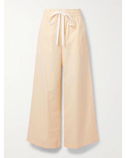 Pantalon Large En Popeline De Coton À Rayures Main St Twp en coloris Natural