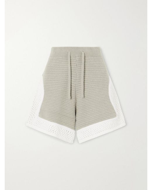 Aimé Leon Dore Natural Crocheted Straight-Leg Cotton Shorts