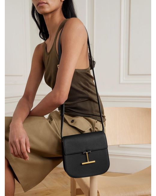 Tom Ford Gray Tara Mini Schultertasche Aus Strukturiertem Leder