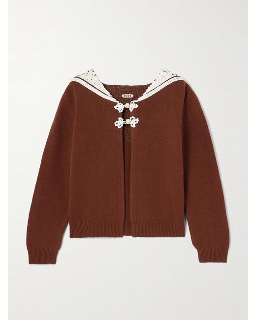 Bode Brown Astoria Sequin-Embellished Wool And Cashmere-Blend Cardigan