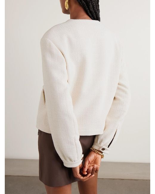 Blazé Milano Natural Missy Gliss Cotton-Blend Tweed Jacket