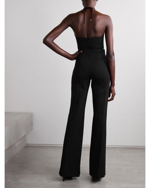 Area White Neckholder-Jumpsuit Aus Jersey Mit Verzierungen