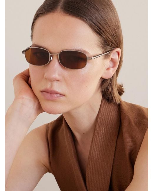 Brunello Cucinelli Metallic Square-Frame-Tone And Acetate Sunglasses