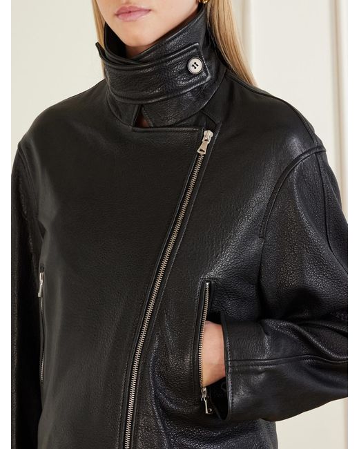 Nour Hammour Black Varda Full-Grain Leather Jacket