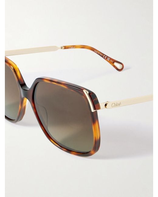 Chloé Brown Aly Square-Frame Acetate And-Tone Sunglasses