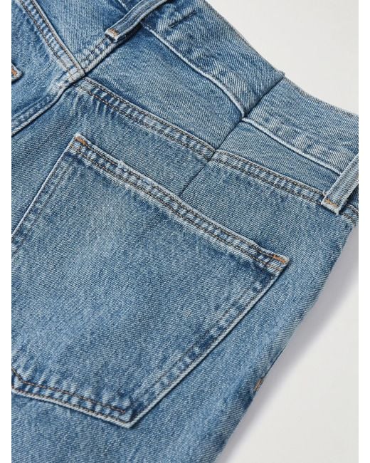 Agolde Blue Franka Pleated High-Rise Wide-Leg Jeans