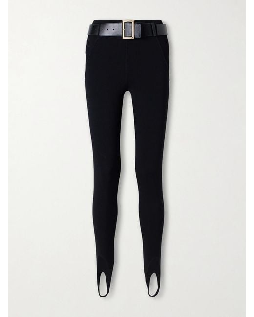 Self-Portrait Blue Belted Stretch-Jersey Stirrup Leggings