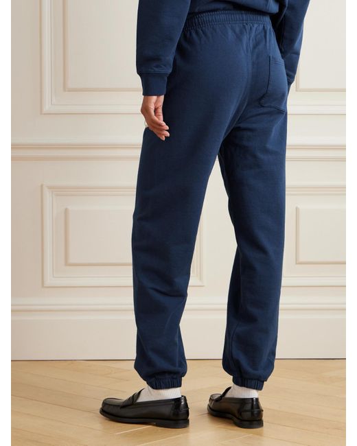 Sporty & Rich Blue Vendome Resort Printed Cotton-Jersey Tapered Track Pants
