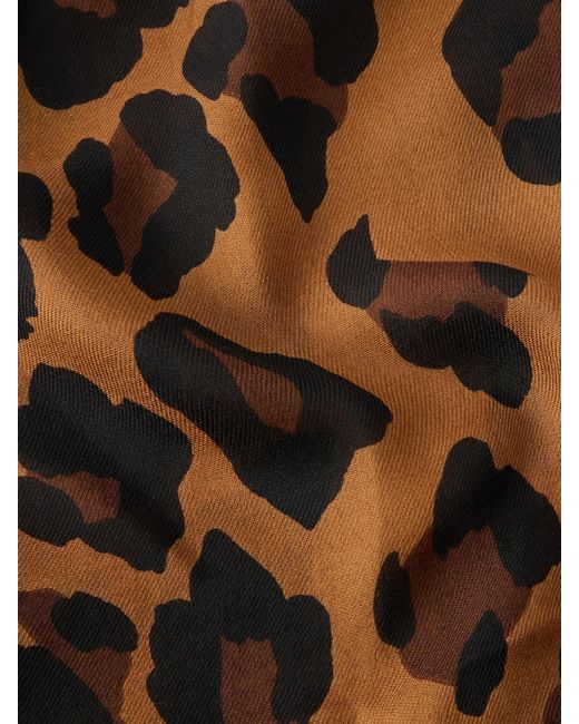Saint Laurent Black Grand Carre Animal-Print Fringed Wool Scarf