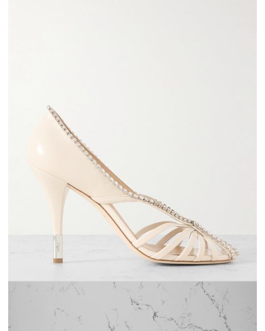 Chloé Natural Leonie Pumps Aus Leder Mit Kristallen