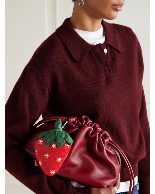 The Elder Statesman Green Strawberry Crocheted Cashmere Keychain