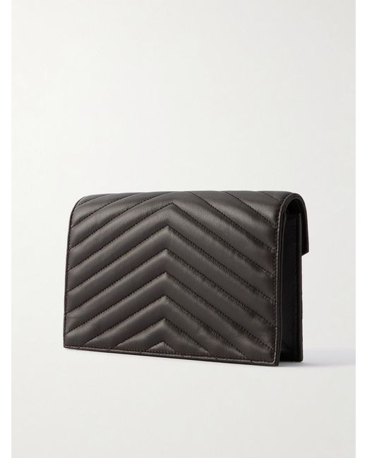 Saint Laurent Black Cassandre Envelope Matelassé Leather Shoulder Bag