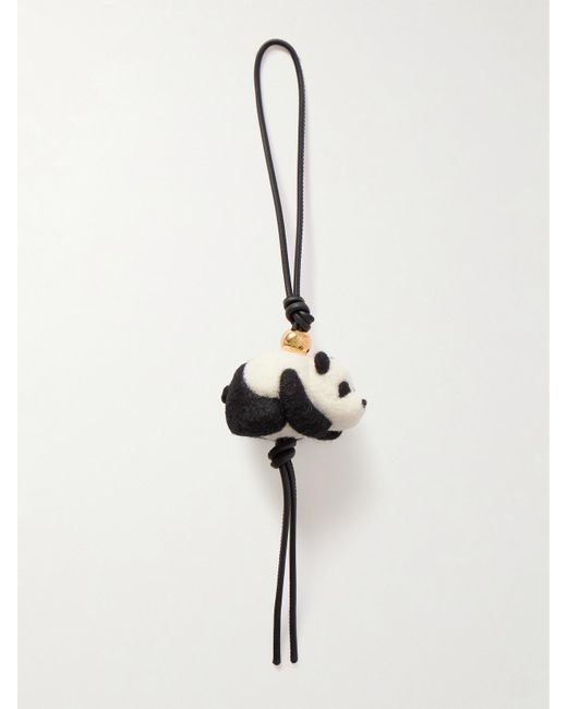 Loewe Natural Suna Fujita Panda Taschenanhänger Aus Filz Und Leder Mit Goldfarbenem Detail