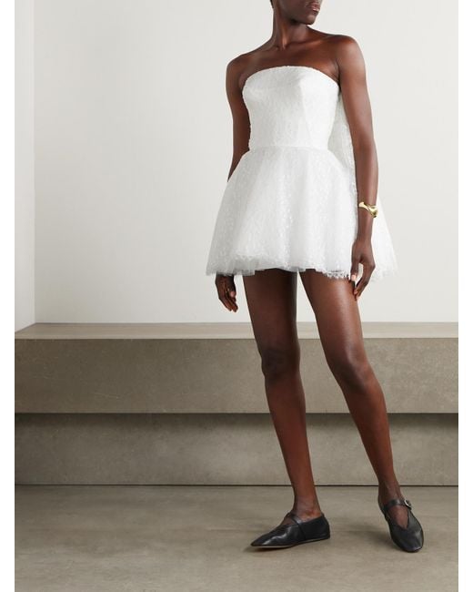 Givenchy White Cape-Effect Strapless Lace Mini Dress