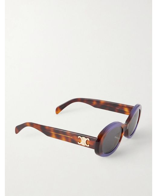 Céline Brown Triomphe Oval-Frame Acetate Sunglasses