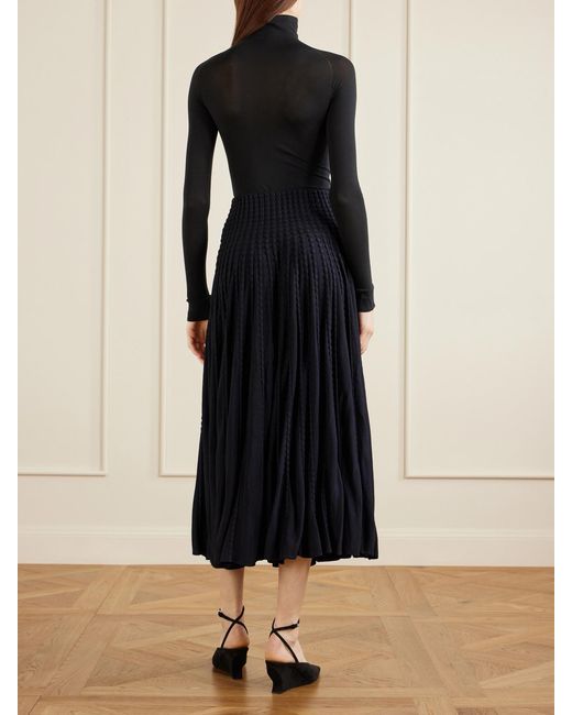 Alaïa Blue Textured Knitted Midi Skirt