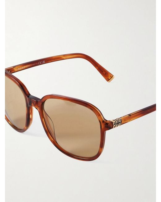 Miu Miu Brown Round-Frame Acetate Sunglasses