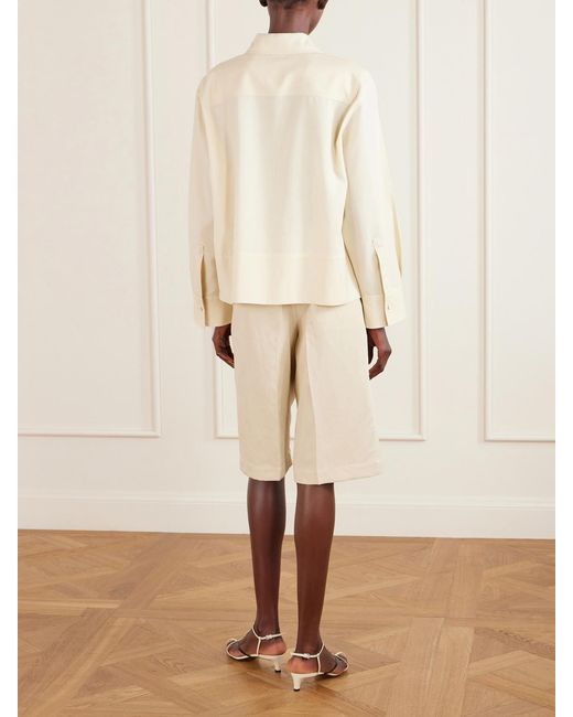 Jil Sander Natural Cropped Wool-Ripstop Shirt