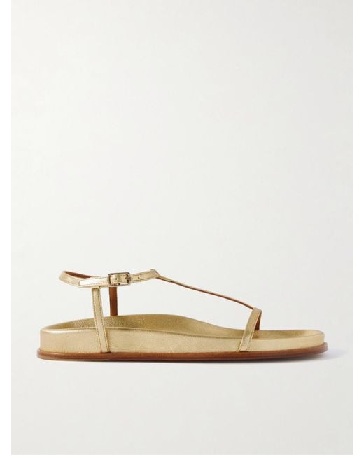 Emme Parsons Natural Aya Sandalen Aus Metallic-Leder