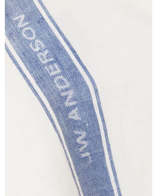 J.W. Anderson White Cropped Linen-Jacquard Shirt