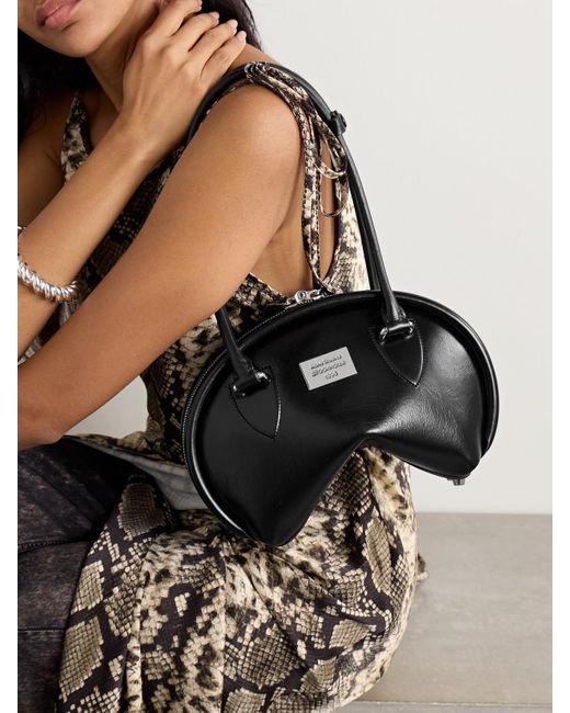 Acne Black Bowlina Schultertasche Aus Leder