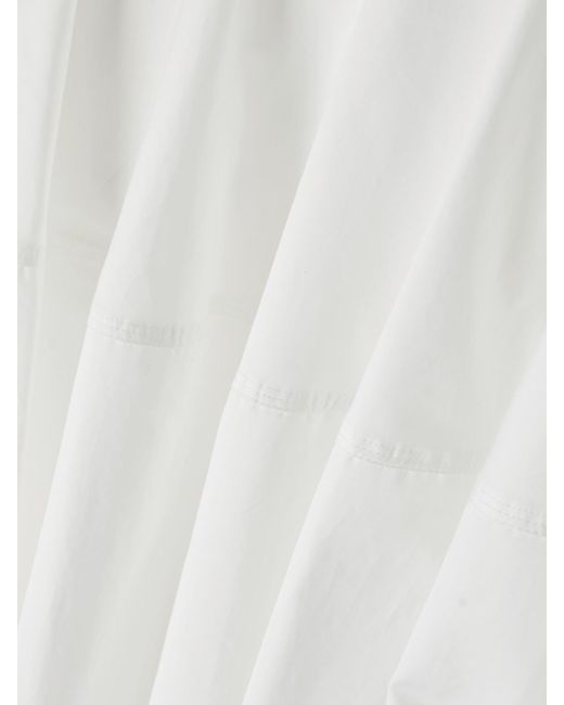 Mini-Jupe En Popeline De Coton À Fronces Alaïa en coloris White