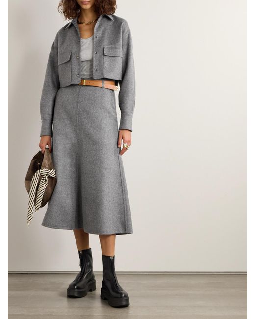 Brunello Cucinelli Gray Cropped Brushed-Wool Jacket