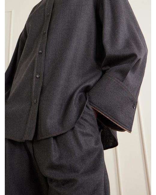 Brunello Cucinelli Blue Oversized Wool Shirt