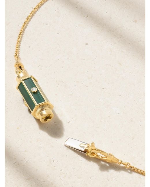 Marie Lichtenberg Natural Baby Locket 18-Karat, Malachite And Diamond Necklace
