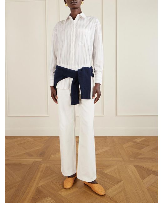 Twp White Big Joe Striped Cotton-Poplin Shirt