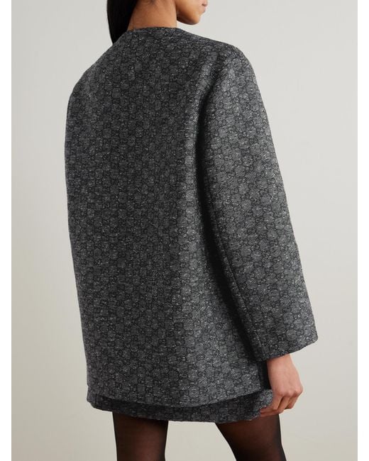 Gucci Gray Wool-Blend Tweed Jacquard Jacket