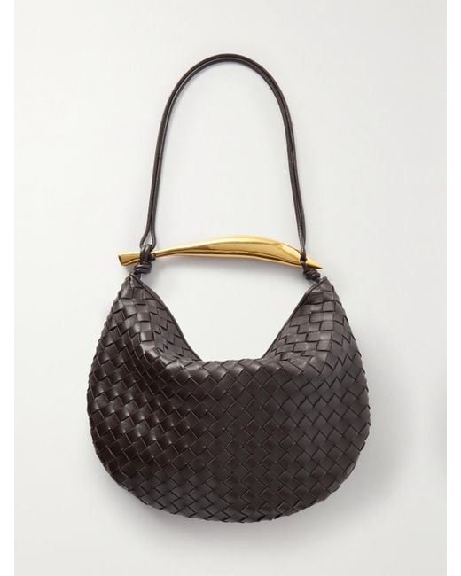 Bottega Veneta Black Sardine Medium Intrecciato Leather Shoulder Bag