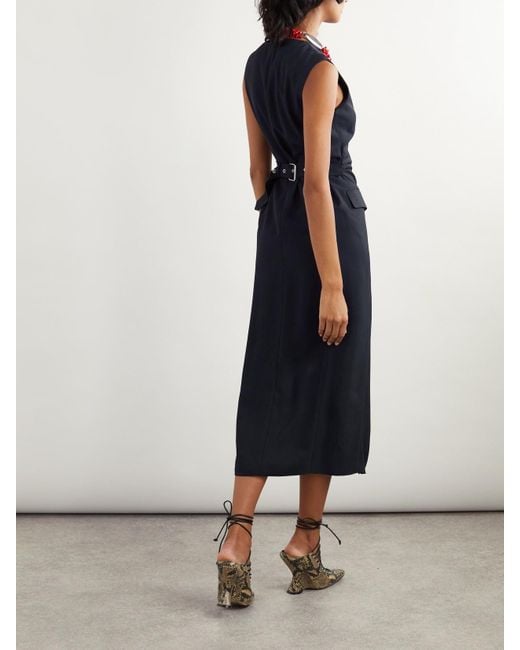 Dries Van Noten Blue Twill Midi Dress