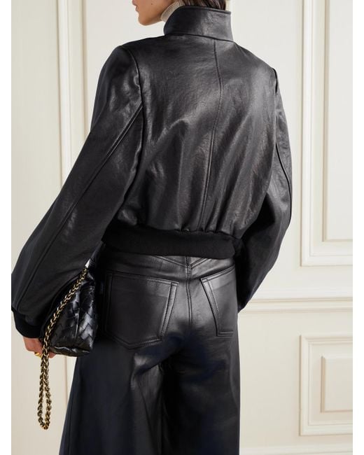 FRAME Black The Harrington Leather Jacket