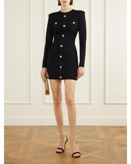 Balmain Black Knitted Mini Dress