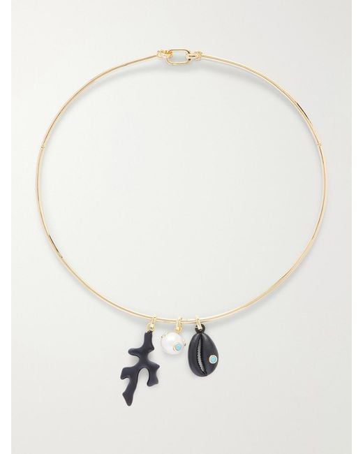Joolz by Martha Calvo White Mar-Plated, Pearl And Enamel Necklace