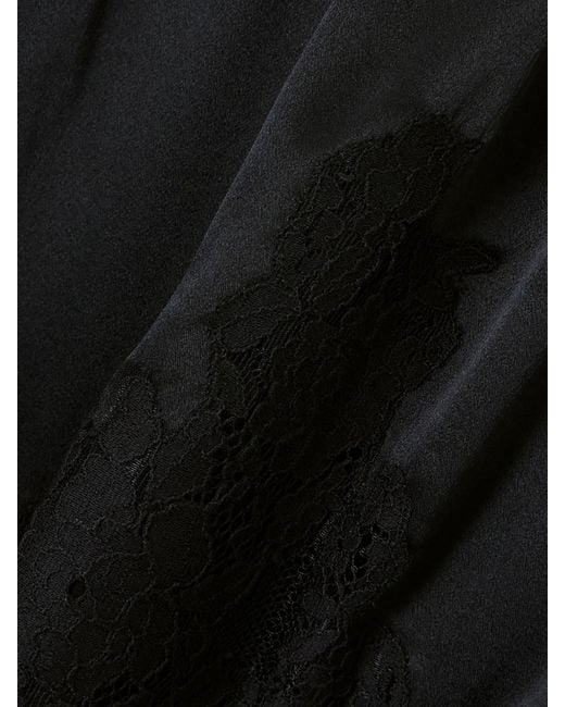 Doen Black Iona Lace-Trimmed Silk-Satin Shorts