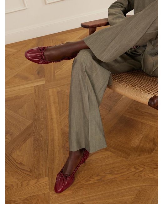 Herbert Levine Gather Around 55 Bow-Detailed Gathered Leather Pumps