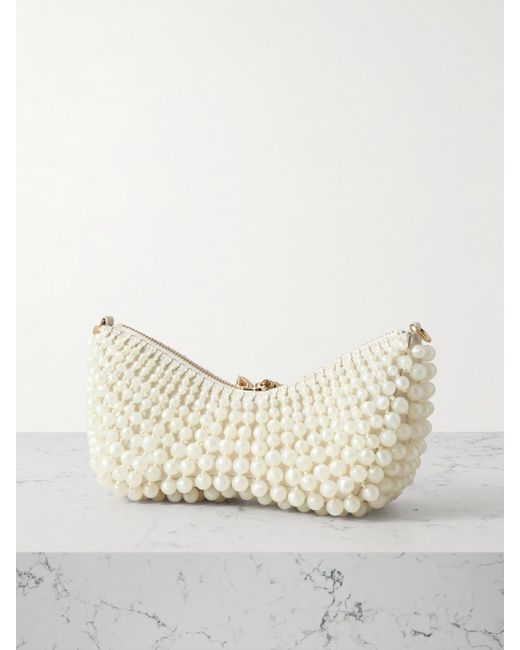 Cult Gaia Natural Mercier Clutch Aus Leder Mit Zierperlen