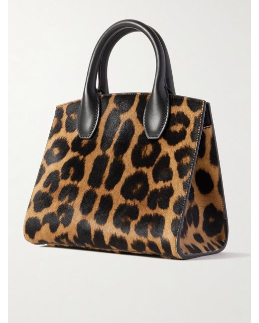 Ferragamo Black The Studio Box Leather-Trimmed Leopard-Print Calf Hair Tote