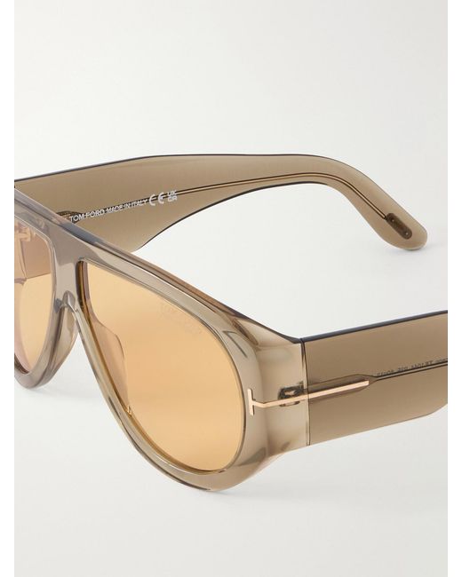 Tom Ford Natural Bronson D-Frame Tortoiseshell Acetate Sunglasses