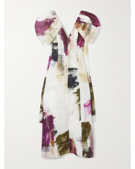 Aje. White Bisou Midikleid Aus Webstoff Mit Print