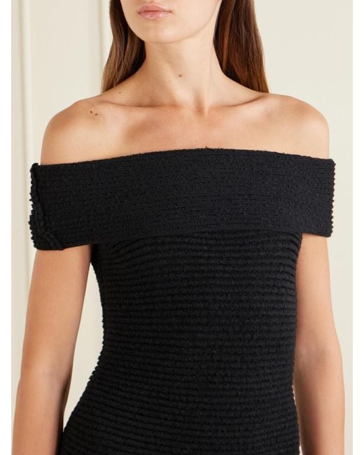 Magda Butrym Black Off-The-Shoulder Knitted Midi Dress