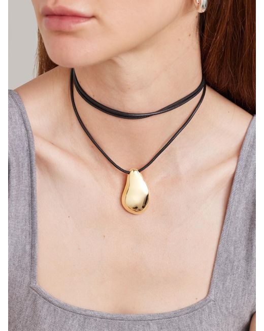 LIE STUDIO White The Betty Convertible-Plated And Leather Necklace
